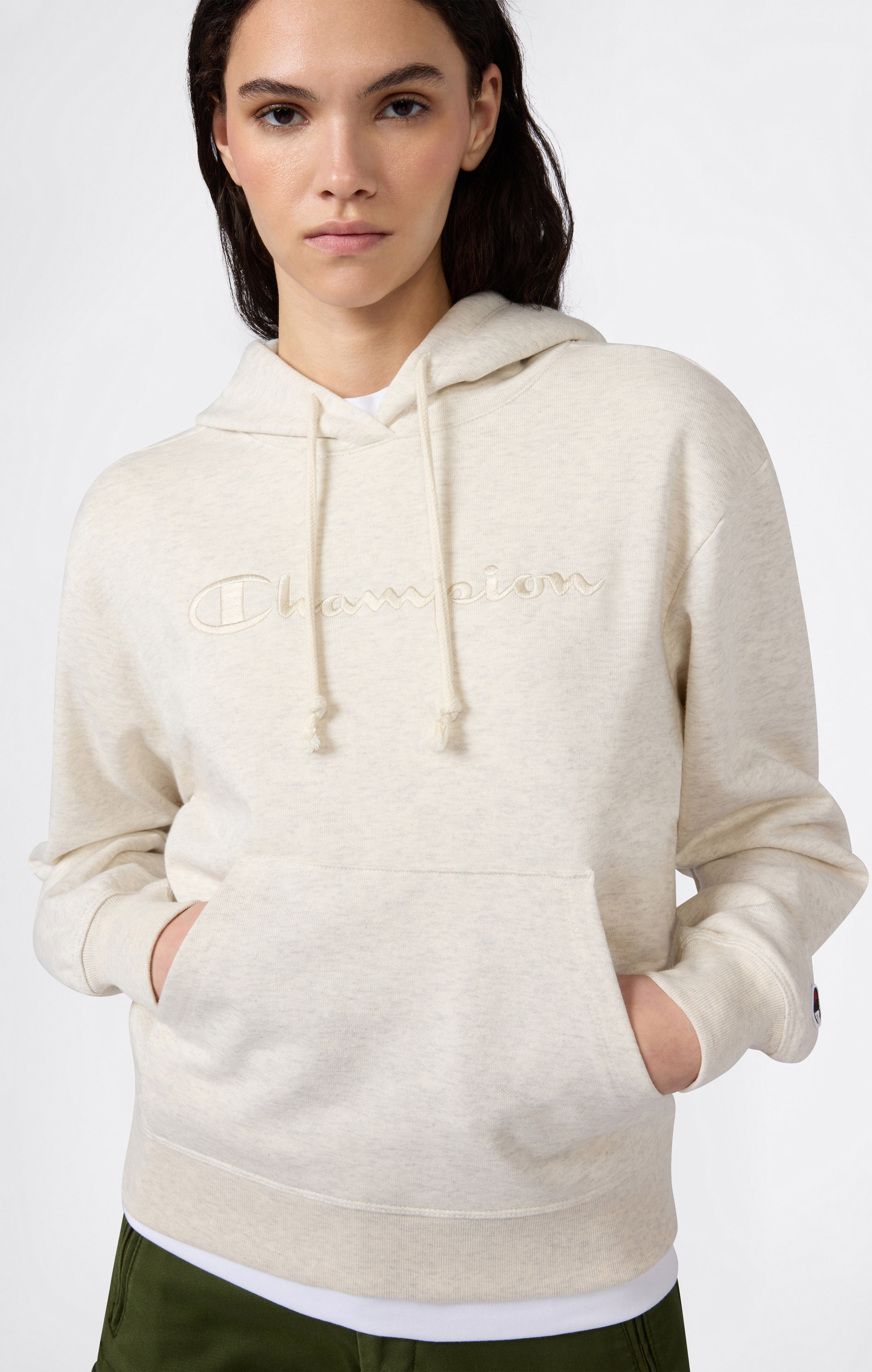 Felpa Leggera con Cappuccio e Maxi Logo Tonal Ricamato Donna Icons