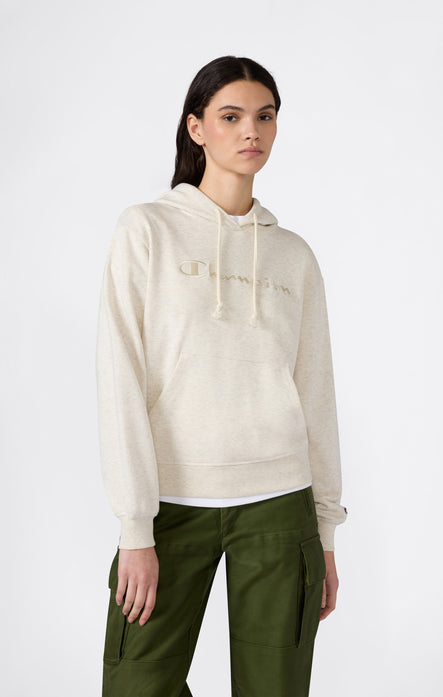 Sweat Léger à Capuche avec Maxi Logo Ton sur Ton Brodé pour Femme Icons