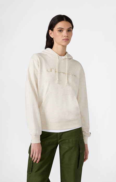 Sweat Léger à Capuche avec Maxi Logo Ton sur Ton Brodé pour Femme Icons