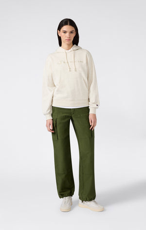 Felpa Leggera con Cappuccio e Maxi Logo Tonal Ricamato Donna Icons