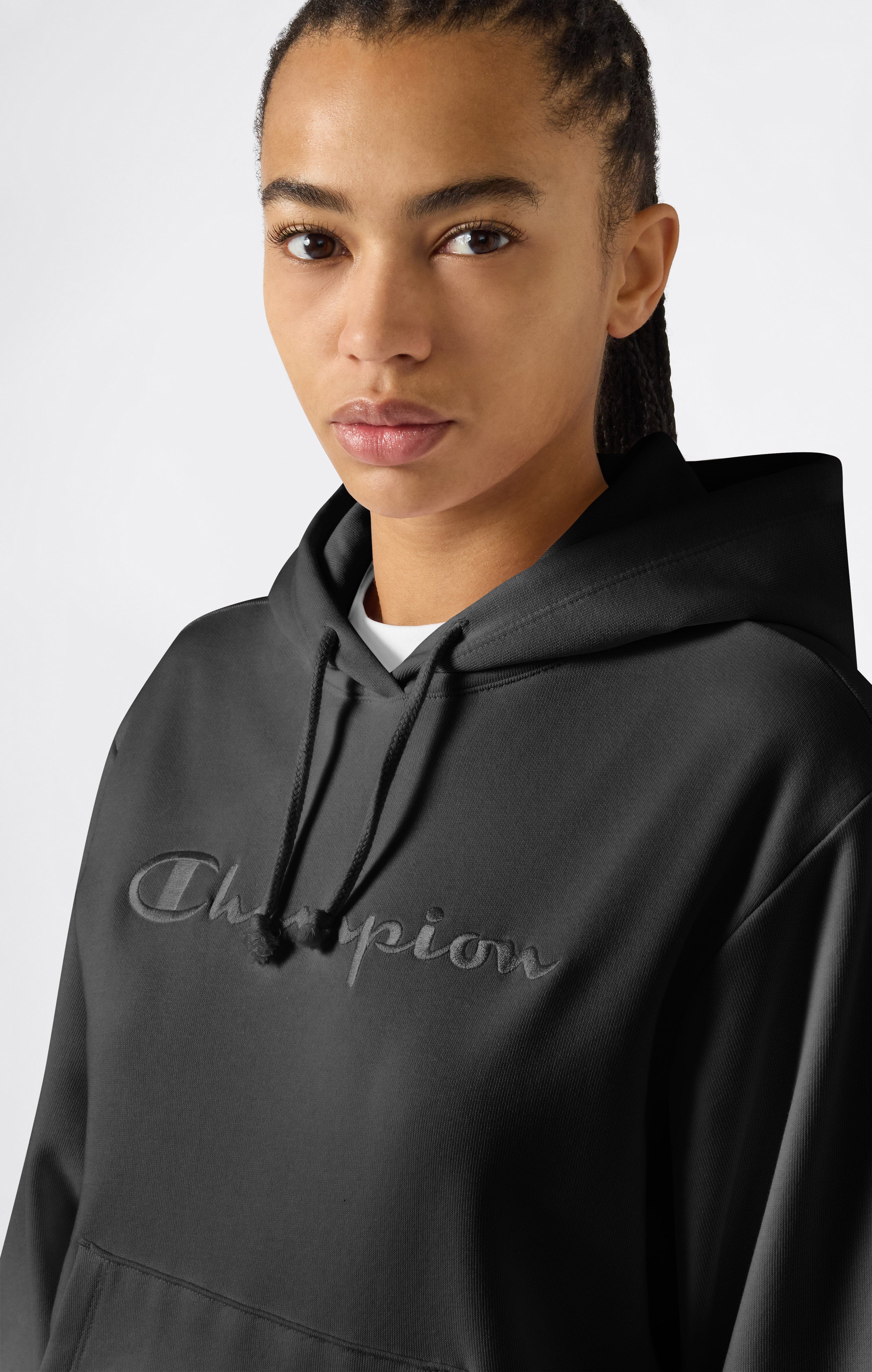 Leichter Damen Hoodie mit Ton-in-Ton gesticktem Maxi-Logo Icons