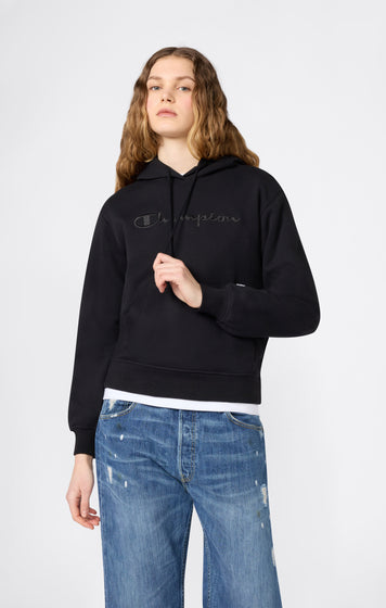 Sweat Léger à Capuche avec Maxi Logo Ton sur Ton Brodé pour Femme Icons