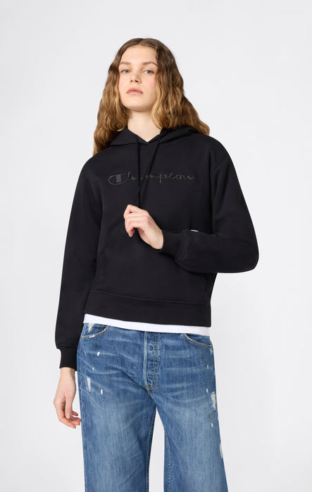 Sweat Léger à Capuche avec Maxi Logo Ton sur Ton Brodé pour Femme Icons