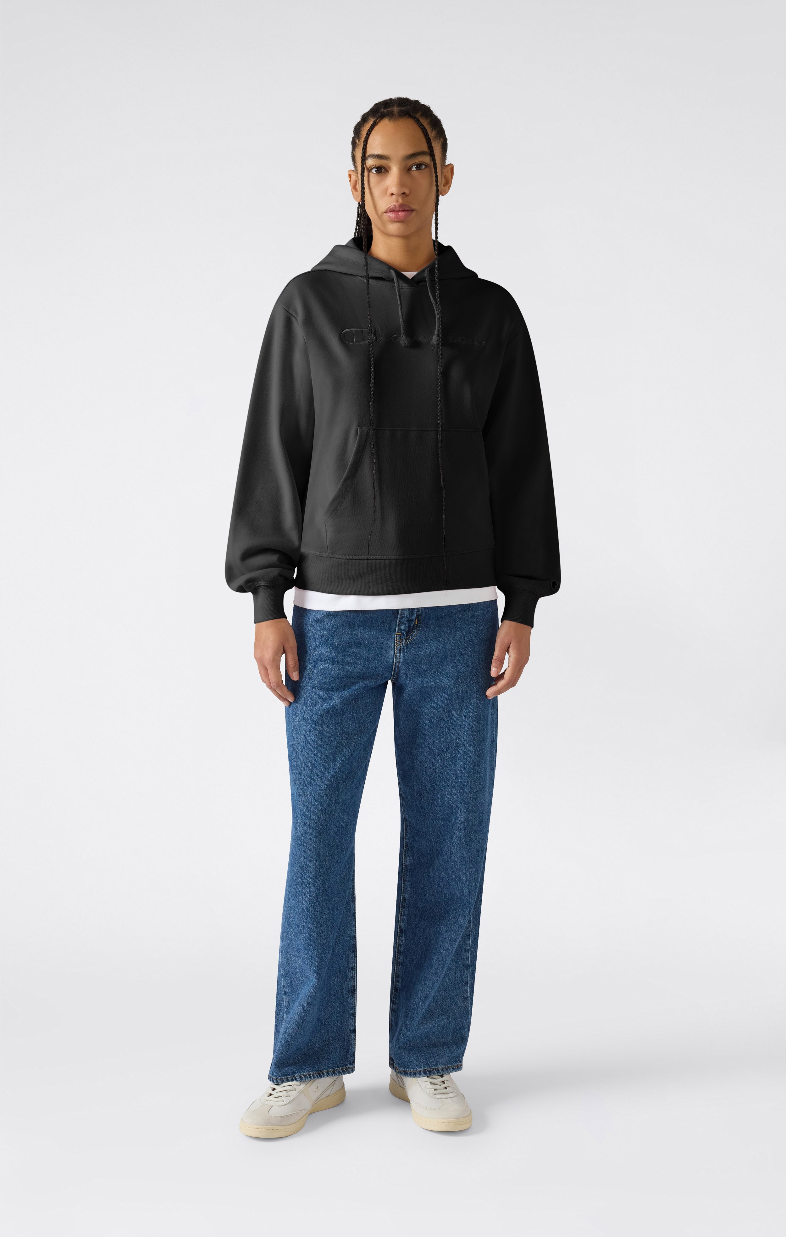 Leichter Damen Hoodie mit Ton-in-Ton gesticktem Maxi-Logo Icons