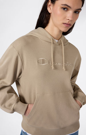 Felpa Leggera con Cappuccio e Maxi Logo Tonal Ricamato Donna Icons