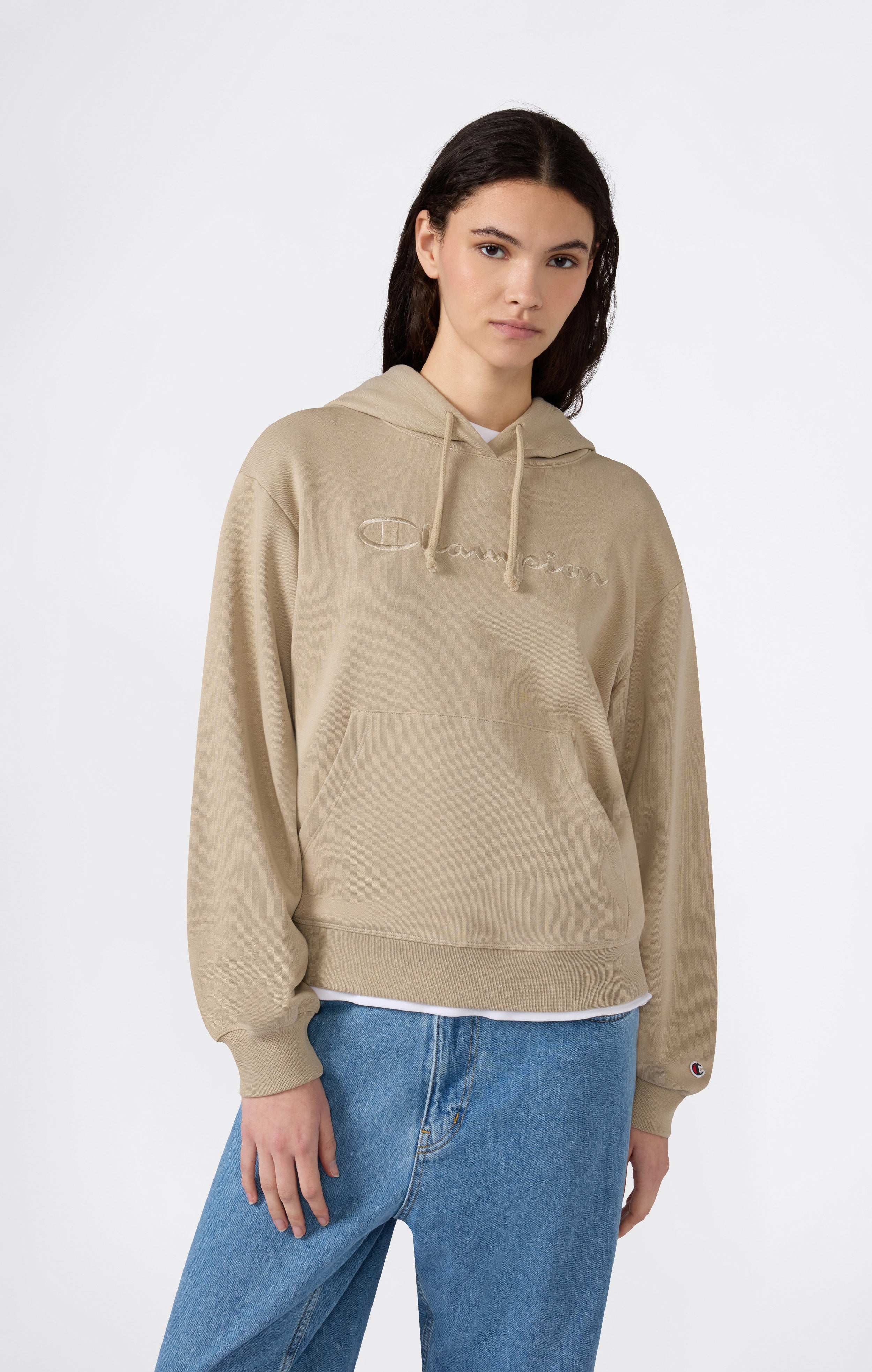 Felpa Leggera con Cappuccio e Maxi Logo Tonal Ricamato Donna Icons