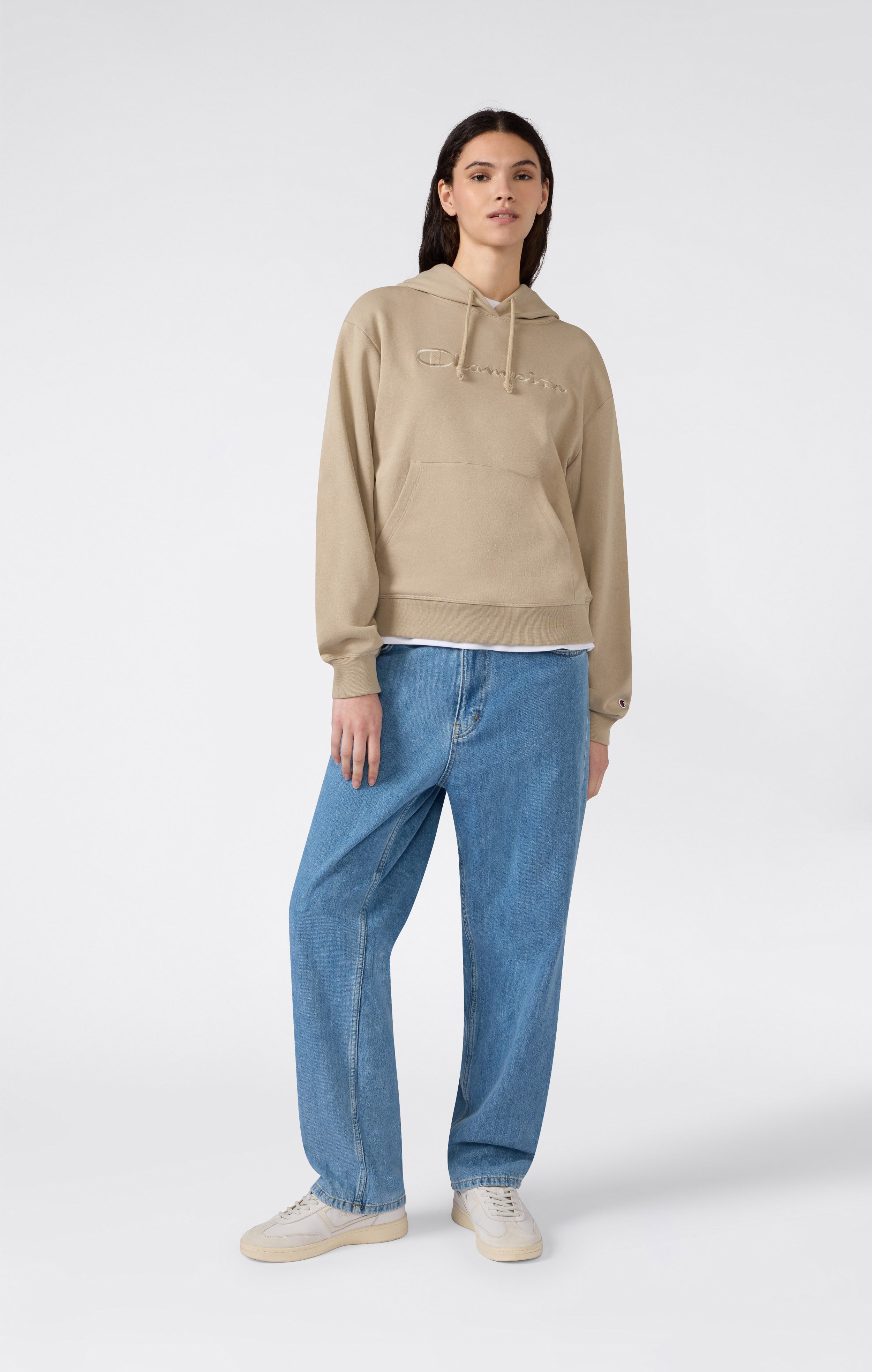 Felpa Leggera con Cappuccio e Maxi Logo Tonal Ricamato Donna Icons