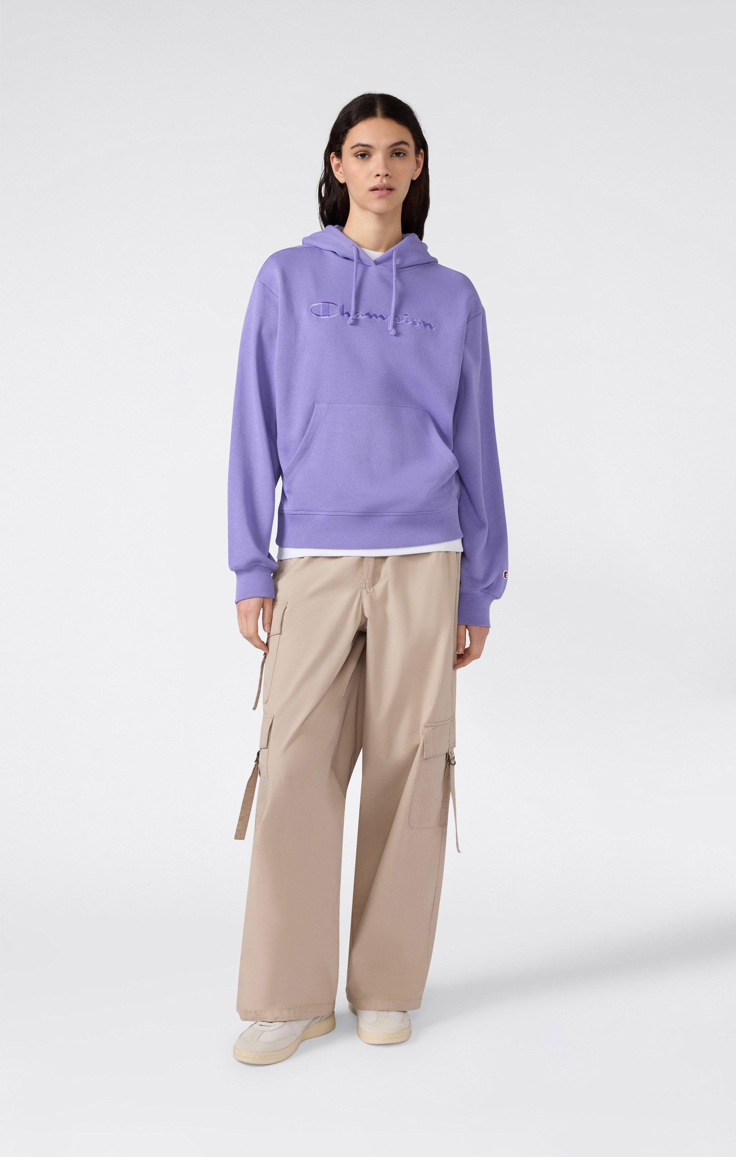 Felpa Leggera con Cappuccio e Maxi Logo Tonal Ricamato Donna Icons