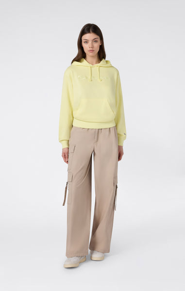 Felpa Leggera con Cappuccio e Maxi Logo Tonal Ricamato Donna Icons