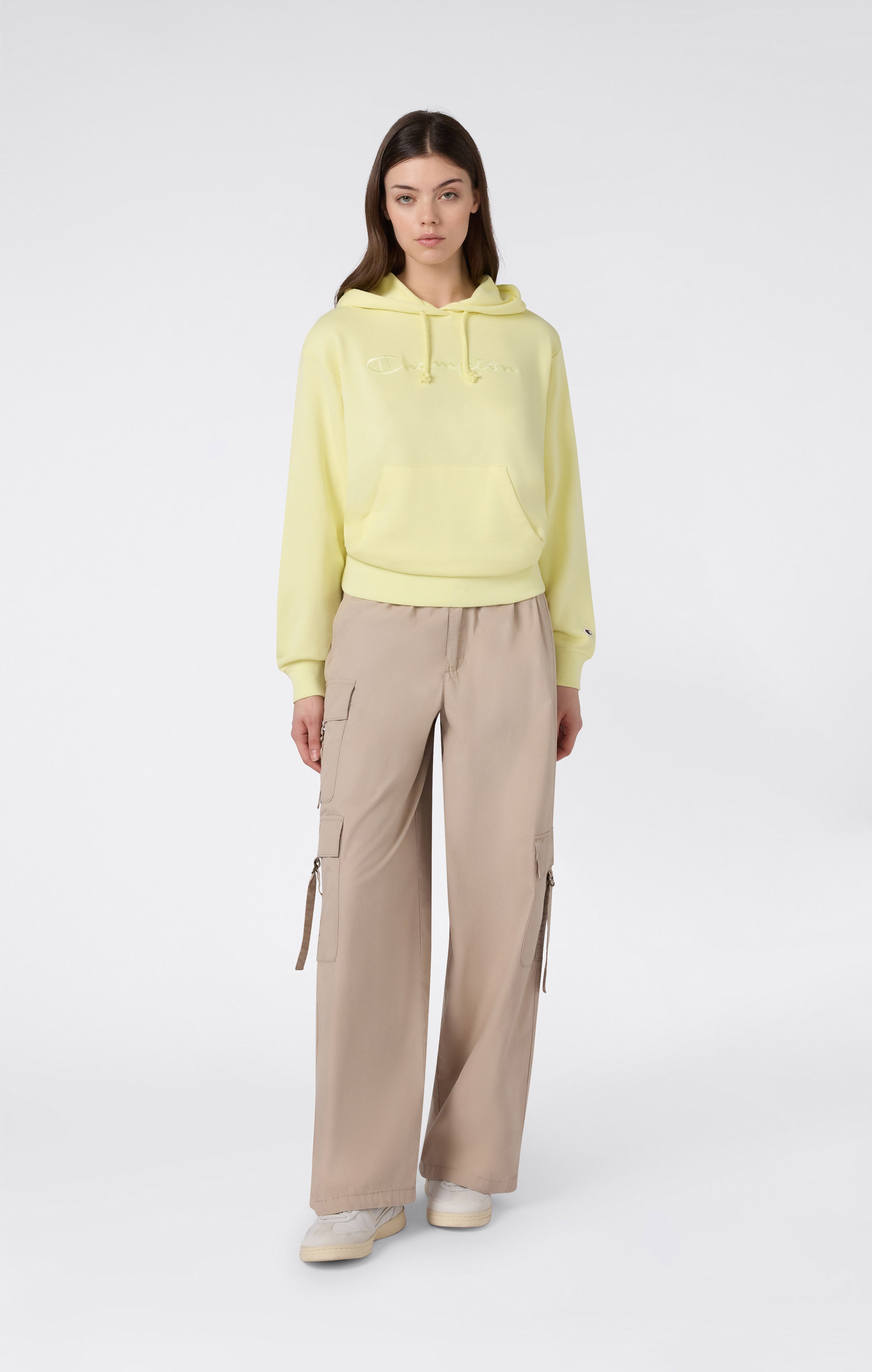 Leichter Damen Hoodie mit Ton-in-Ton gesticktem Maxi-Logo Icons