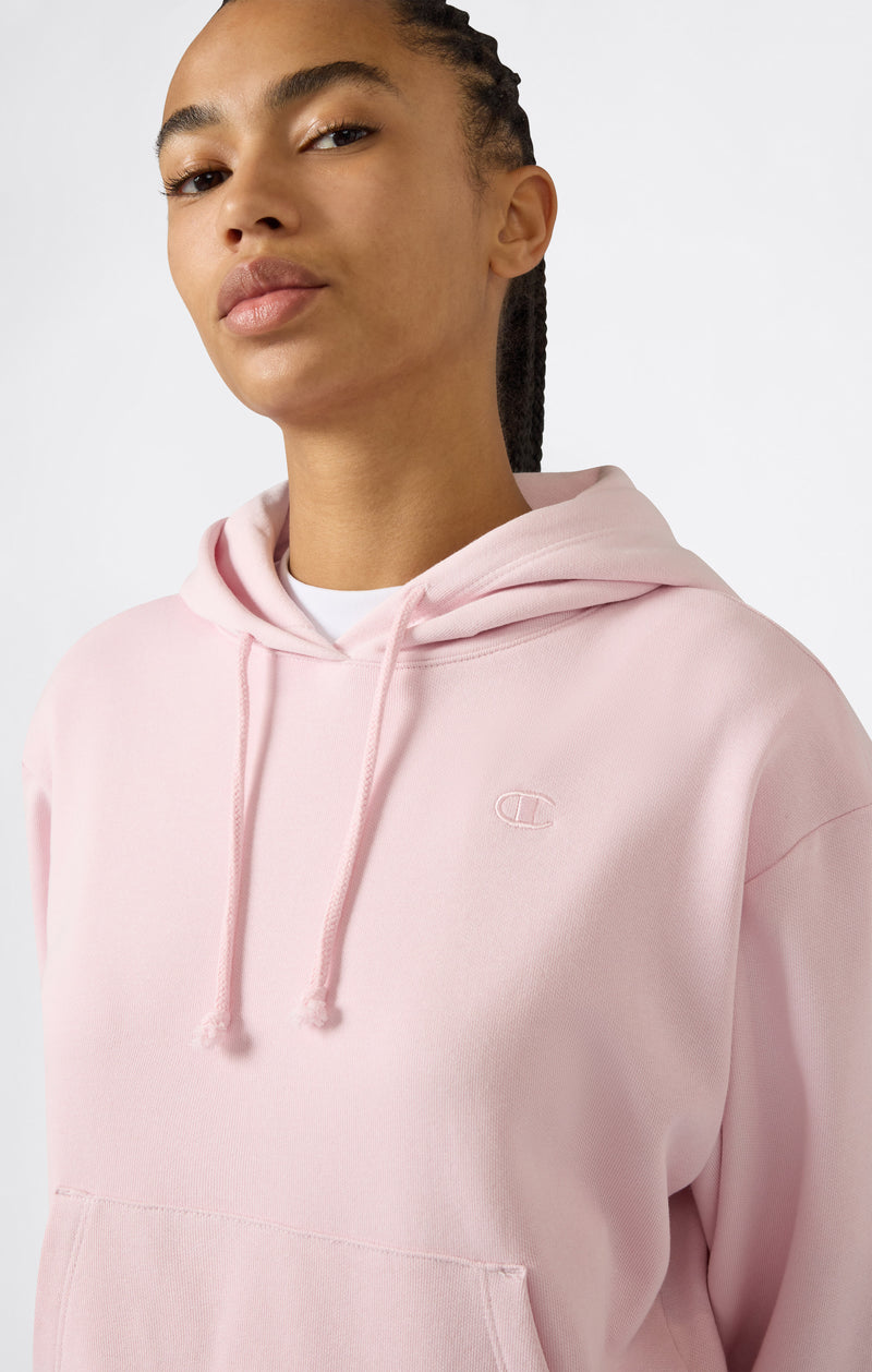 Women’s Lightweight Hooded Sweatshirt with Tonal Embroidered “C” Logo Icons