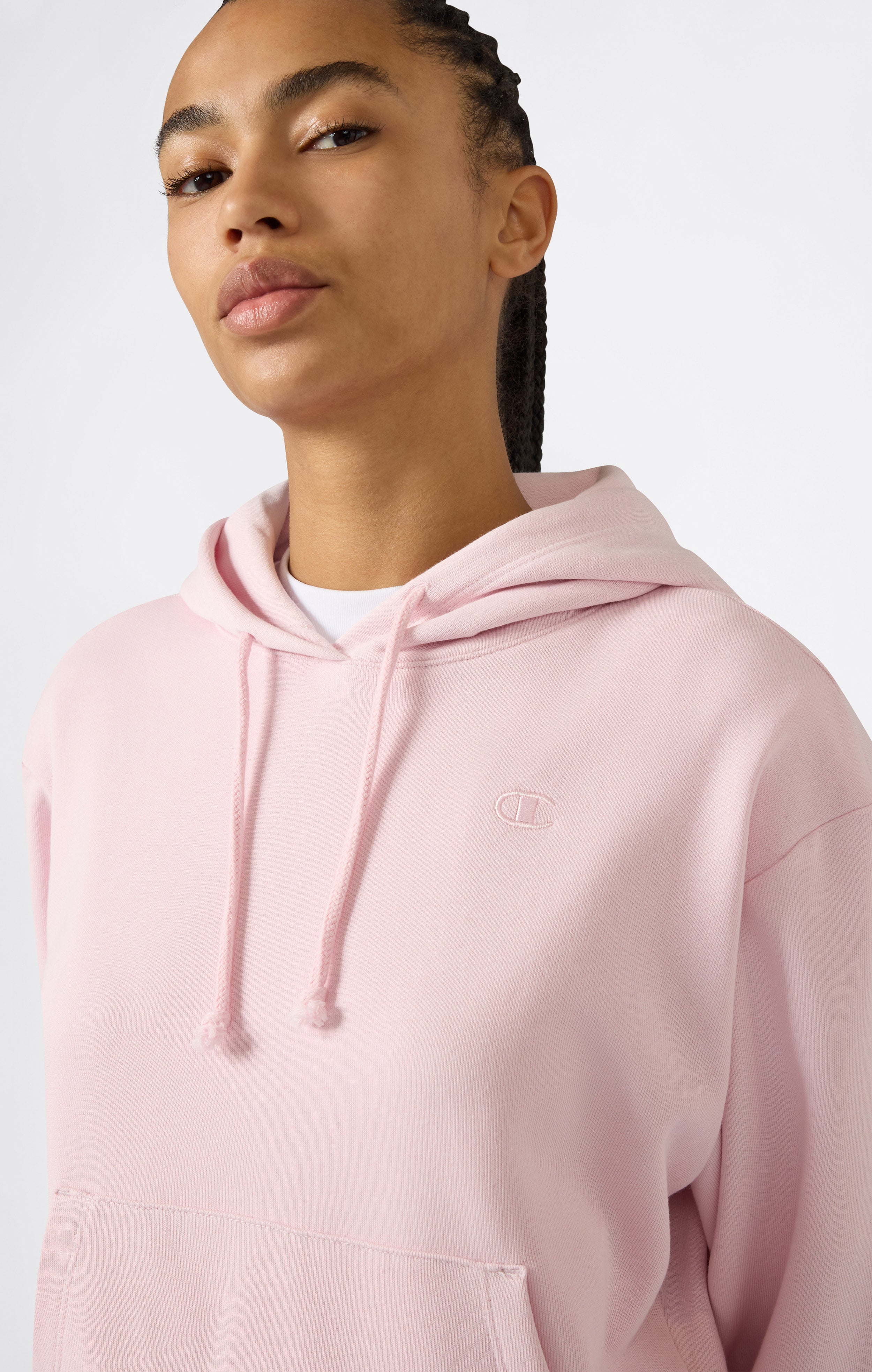 Women’s Lightweight Hooded Sweatshirt with Tonal Embroidered “C” Logo Icons