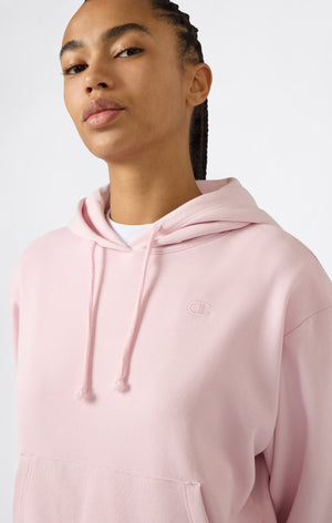 Women’s Lightweight Hooded Sweatshirt with Tonal Embroidered “C” Logo Icons
