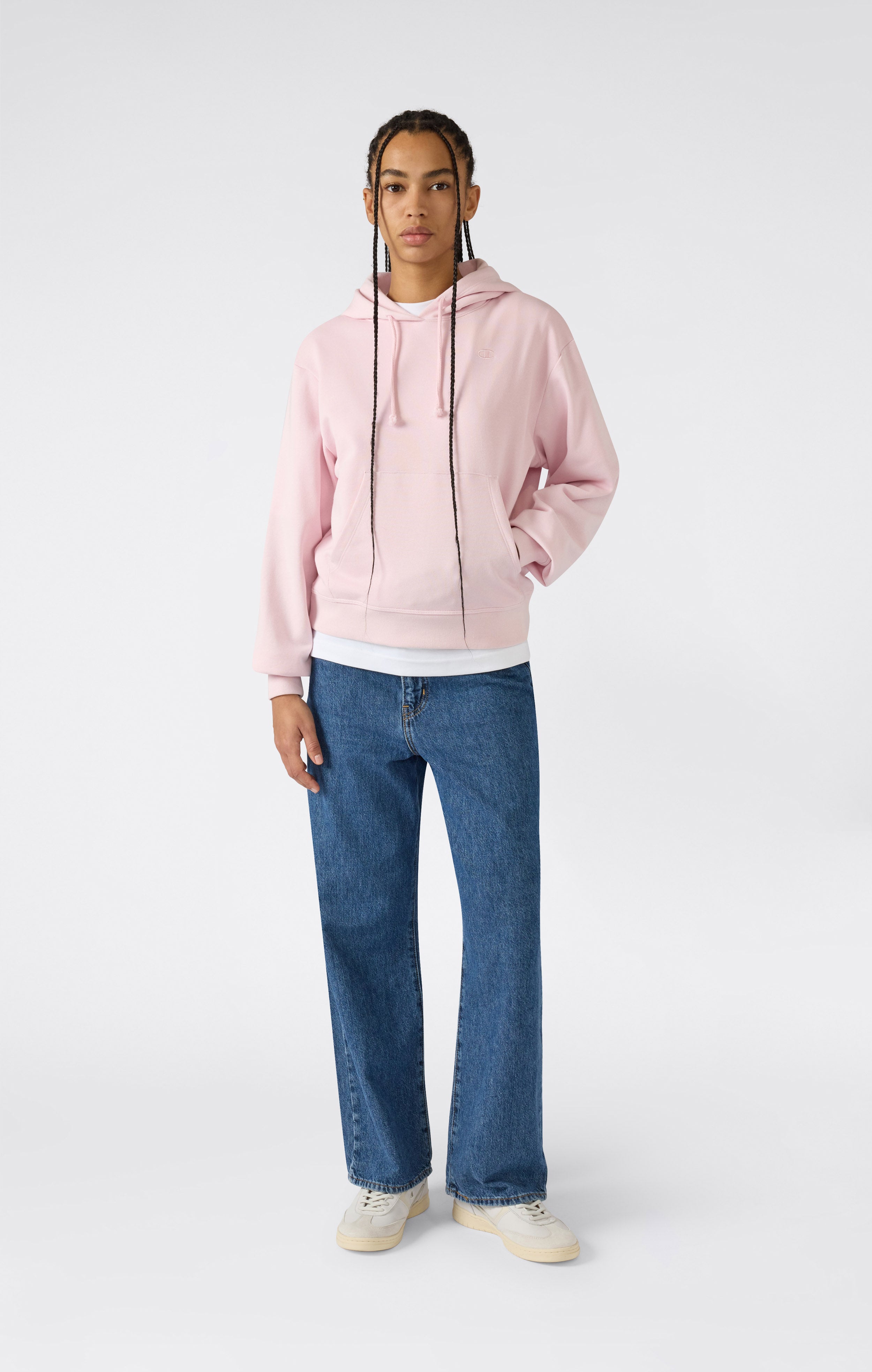 Leichter Damen Hoodie mit ton-in-ton gesticktem „C“-Logo Icons