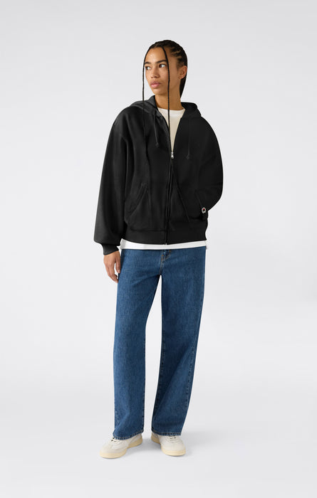 Women’s Lightweight Full Zip Hooded Sweatshirt with Tonal Embroidered “C” Logo Icons