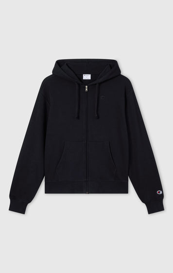 Women’s Lightweight Full Zip Hooded Sweatshirt with Tonal Embroidered “C” Logo Icons