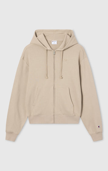 Felpa Leggera con Cappuccio e Zip Intera con Logo “C” Tonal Ricamato da Donna Icons