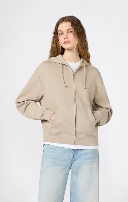 Felpa Leggera con Cappuccio e Zip Intera con Logo “C” Tonal Ricamato da Donna Icons