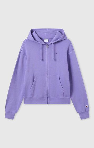 Sweat Léger à Capuche avec Zip Intégral et Logo “C” Ton sur Ton Brodé pour Femme Icons