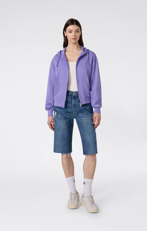 Leichter Damen Hoodie mit durchgehendem Reißverschluss und ton-in-ton gesticktem „C“-Logo Icons