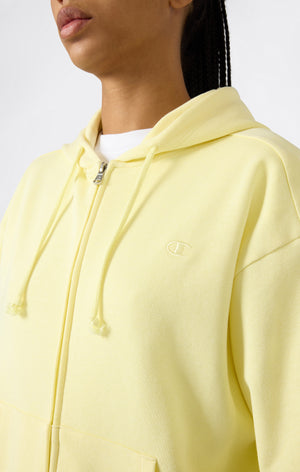 Sweat Léger à Capuche avec Zip Intégral et Logo “C” Ton sur Ton Brodé pour Femme Icons
