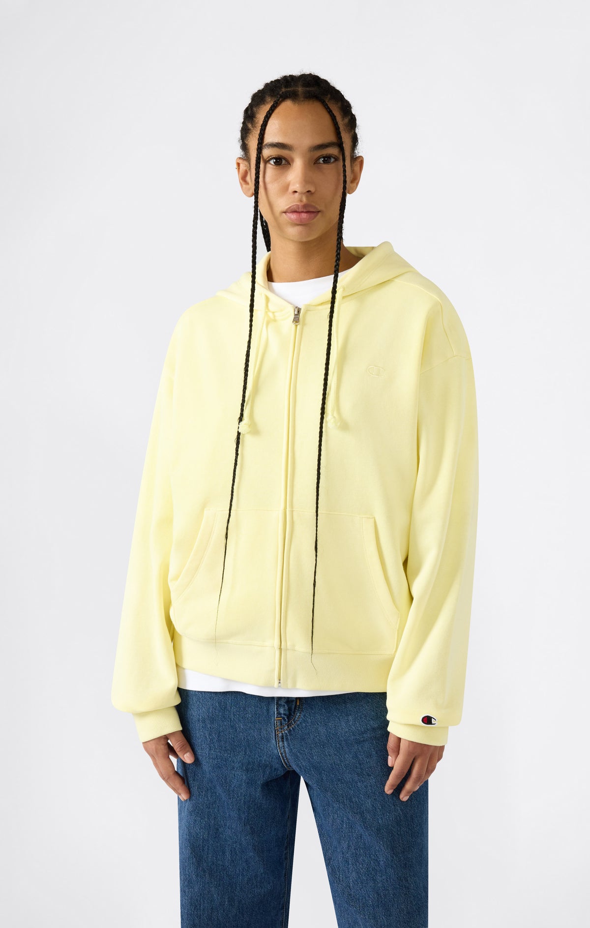 Sweat Léger à Capuche avec Zip Intégral et Logo “C” Ton sur Ton Brodé pour Femme Icons