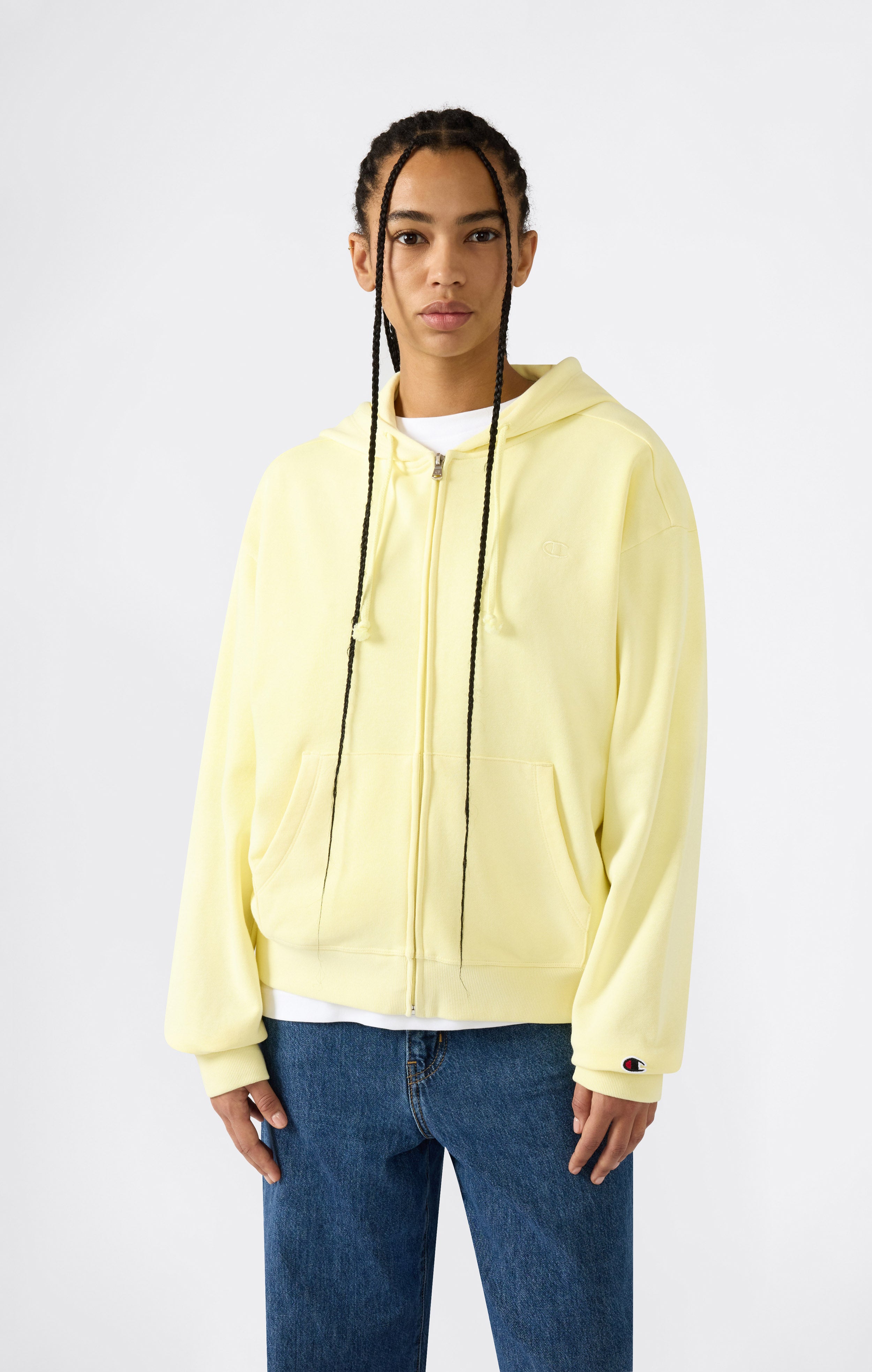 Sweat Léger à Capuche avec Zip Intégral et Logo “C” Ton sur Ton Brodé pour Femme Icons