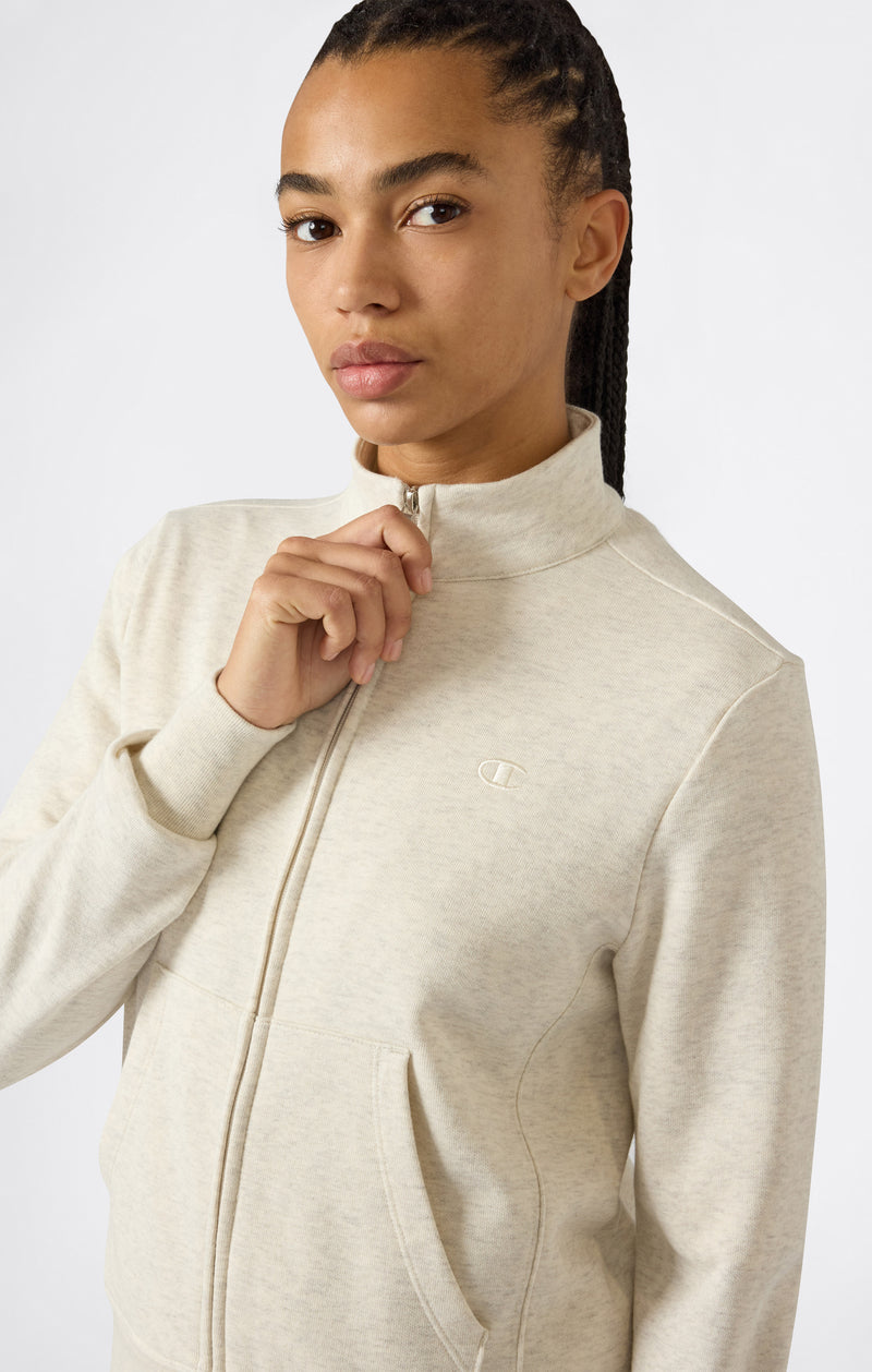 Leichter Damen Sweatshirt mit durchgehendem Reißverschluss und ton-in-ton gesticktem „C“-Logo Icons