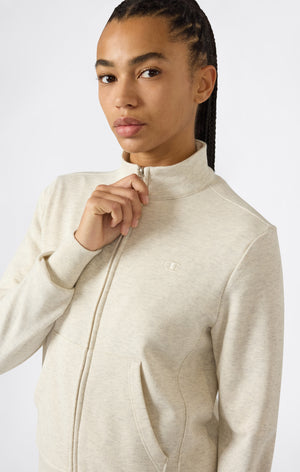 Leichter Damen Sweatshirt mit durchgehendem Reißverschluss und ton-in-ton gesticktem „C“-Logo Icons