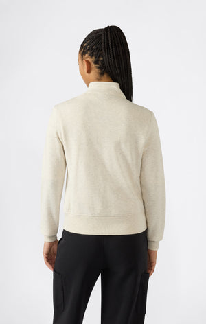 Leichter Damen Sweatshirt mit durchgehendem Reißverschluss und ton-in-ton gesticktem „C“-Logo Icons