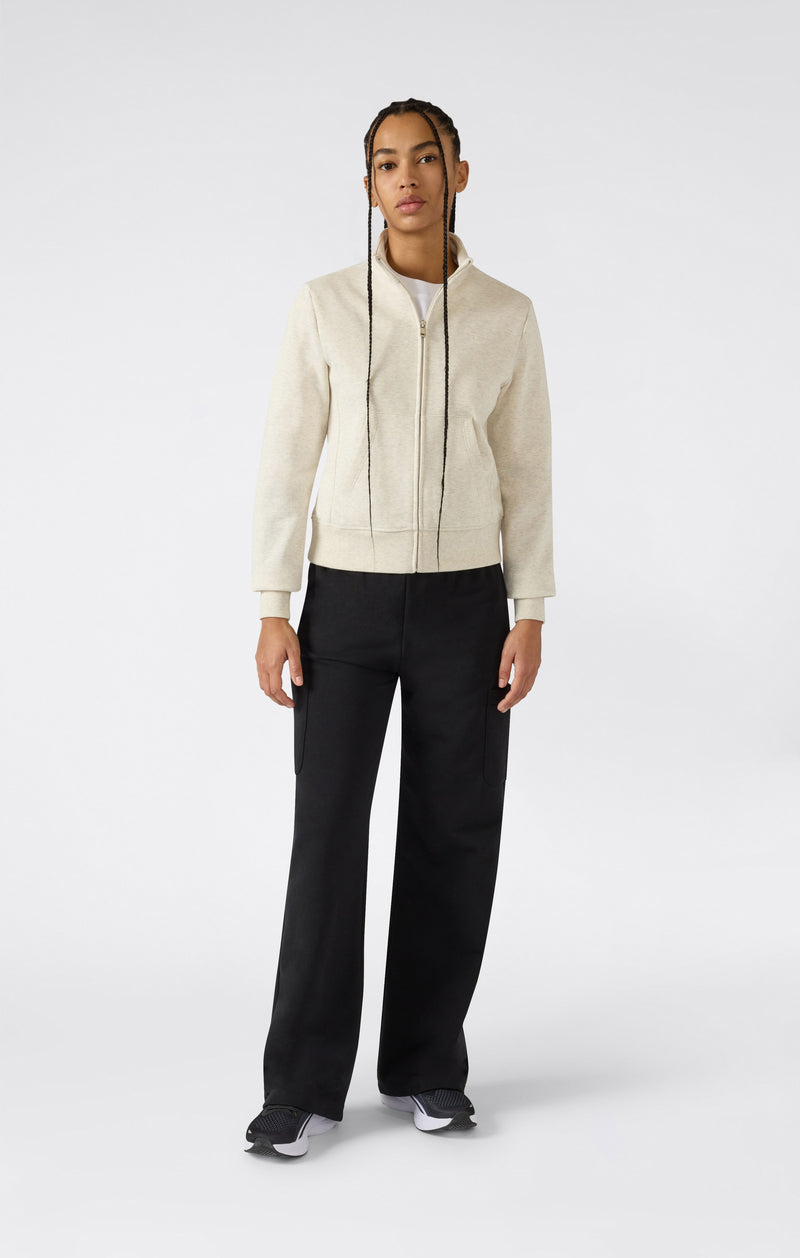 Leichter Damen Sweatshirt mit durchgehendem Reißverschluss und ton-in-ton gesticktem „C“-Logo Icons