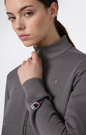 Women’s Lightweight Full Zip Sweatshirt with Tonal Embroidered “C” Logo Icons