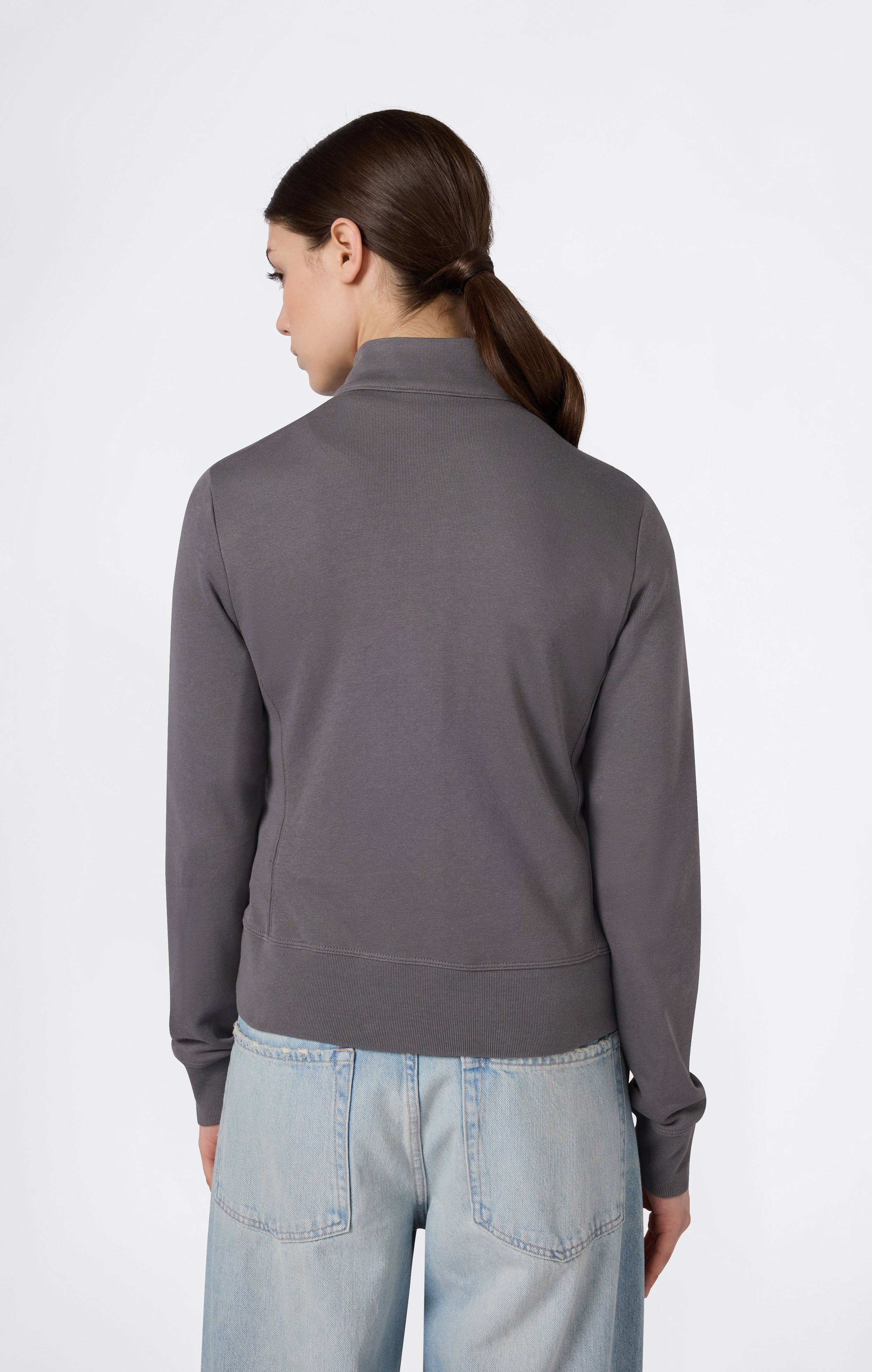 Women’s Lightweight Full Zip Sweatshirt with Tonal Embroidered “C” Logo Icons