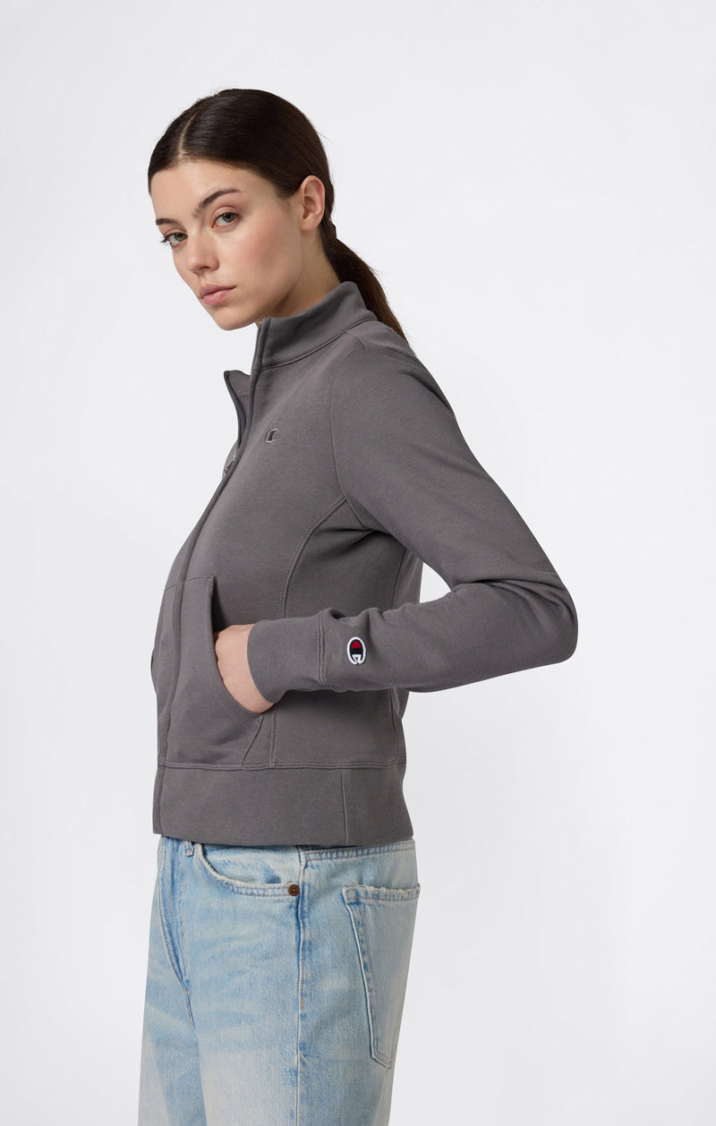 Women’s Lightweight Full Zip Sweatshirt with Tonal Embroidered “C” Logo Icons