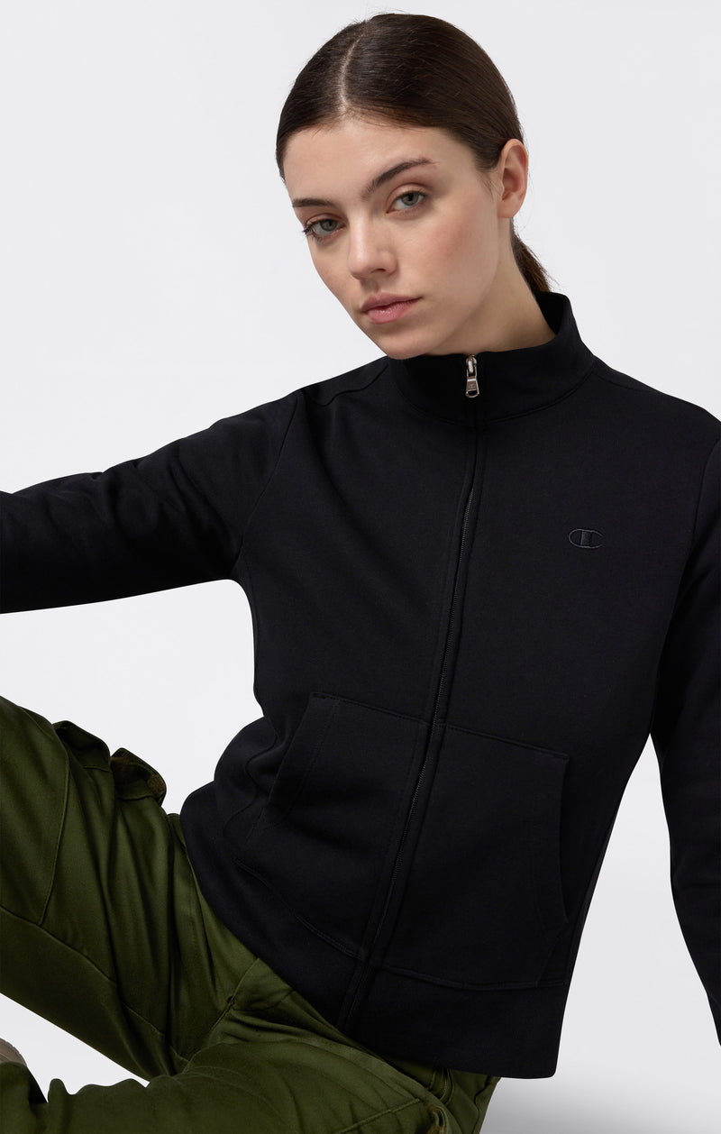 Felpa Leggera con Zip Intera e Logo “C” Tonal Ricamato da Donna Icons