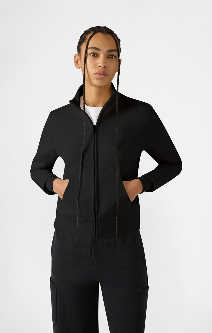 Women’s Lightweight Full Zip Sweatshirt with Tonal Embroidered “C” Logo Icons