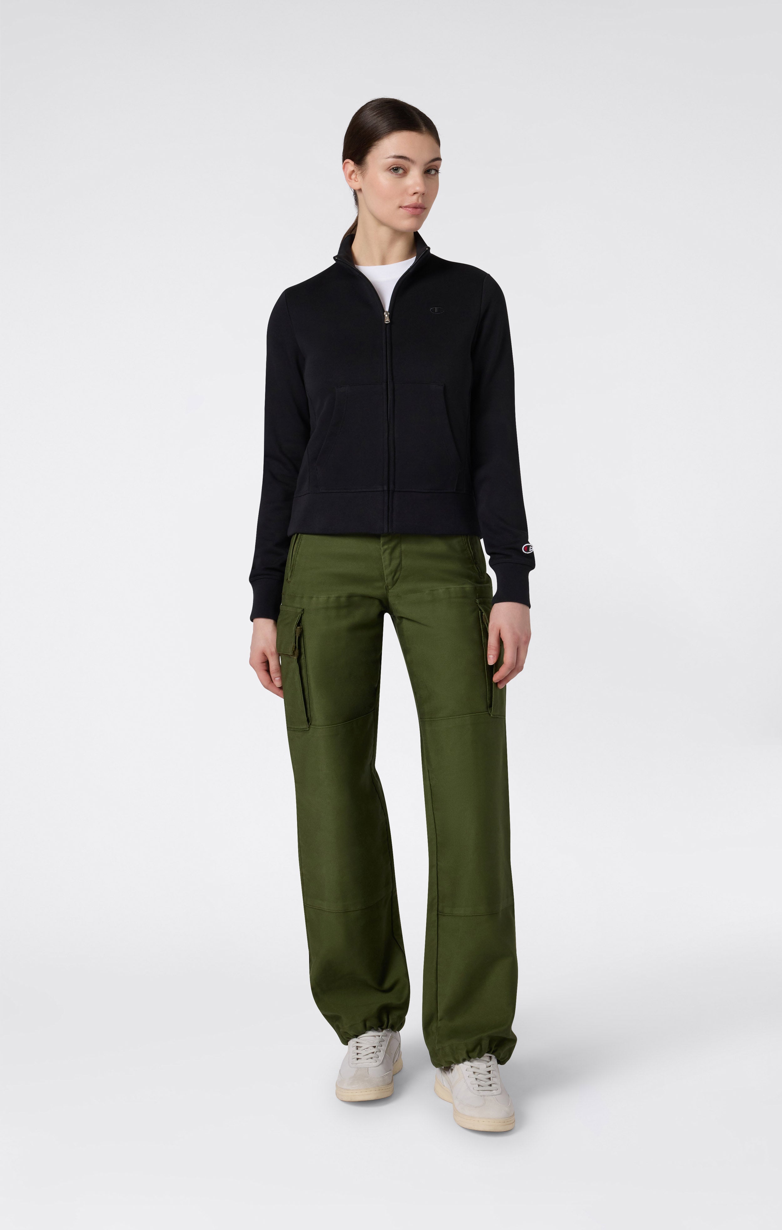 Felpa Leggera con Zip Intera e Logo “C” Tonal Ricamato da Donna Icons