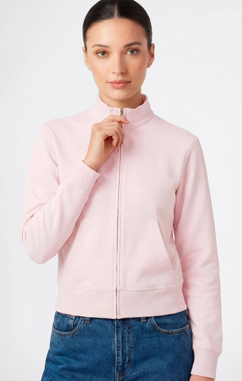 Leichter Damen Sweatshirt mit durchgehendem Reißverschluss und ton-in-ton gesticktem „C“-Logo Icons