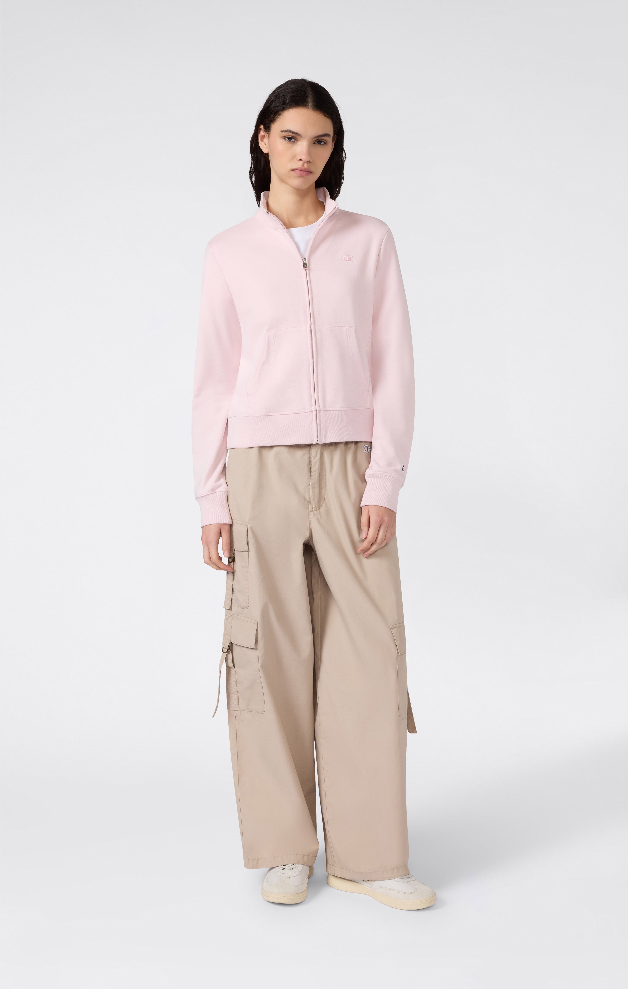 Felpa Leggera con Zip Intera e Logo “C” Tonal Ricamato da Donna Icons