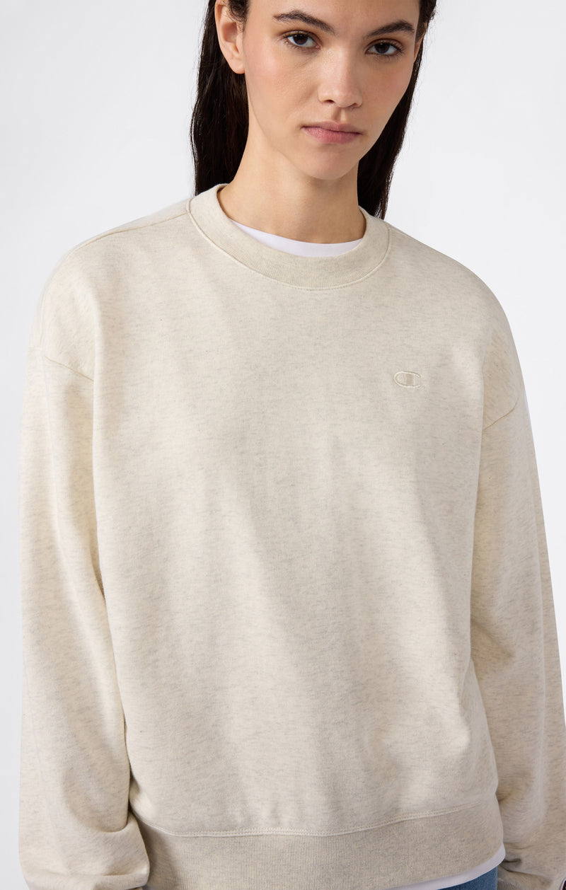 Women’s Lightweight Crewneck Sweatshirt with Tonal Embroidered “C” Logo Icons