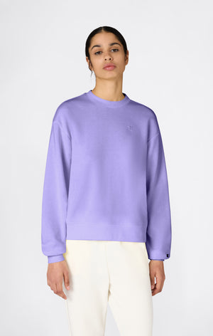 Women’s Lightweight Crewneck Sweatshirt with Tonal Embroidered “C” Logo Icons