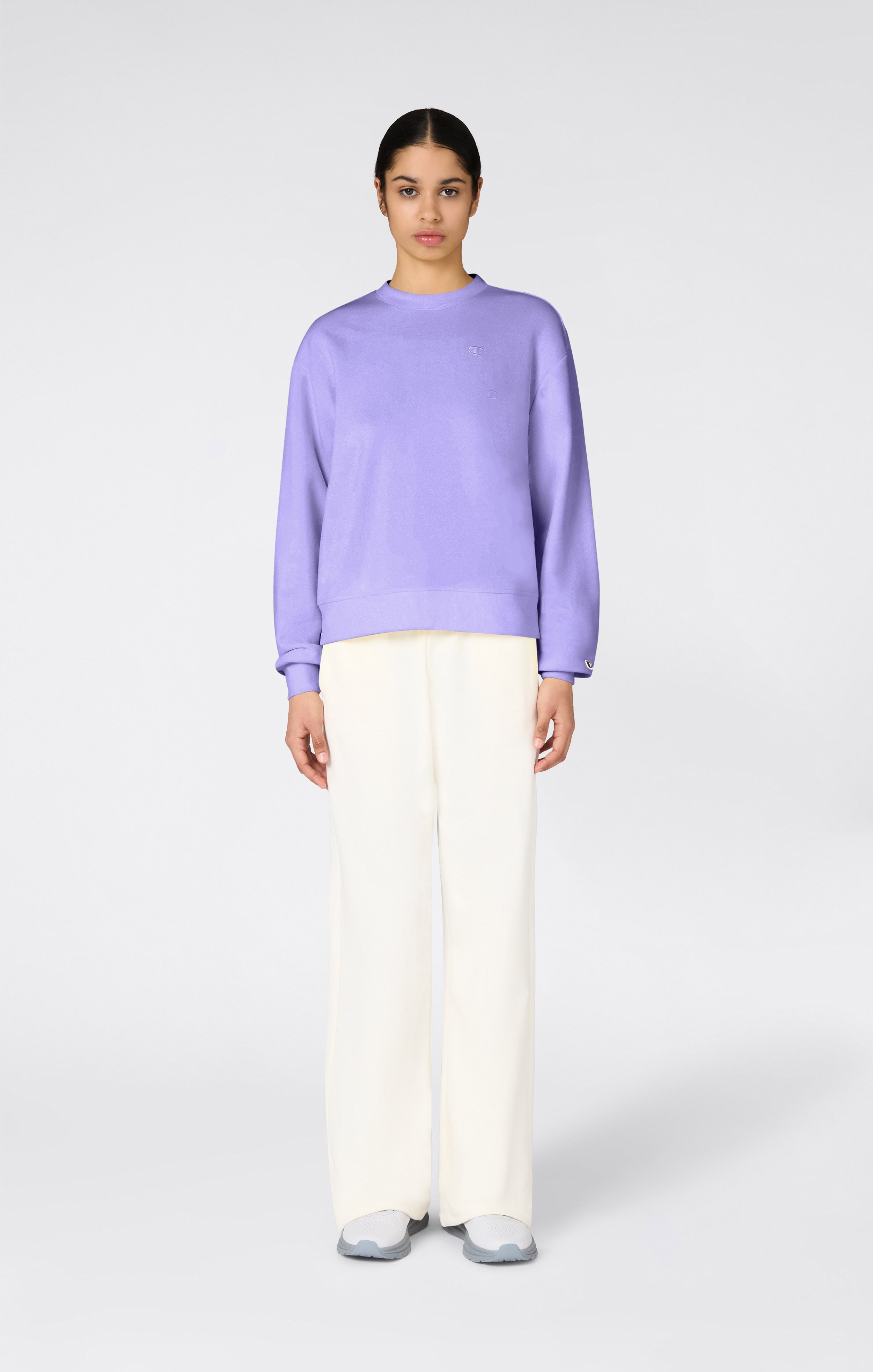 Women’s Lightweight Crewneck Sweatshirt with Tonal Embroidered “C” Logo Icons