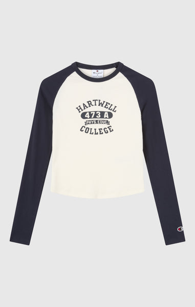 Damen Cropped Langarm-T-Shirt mit Grafik