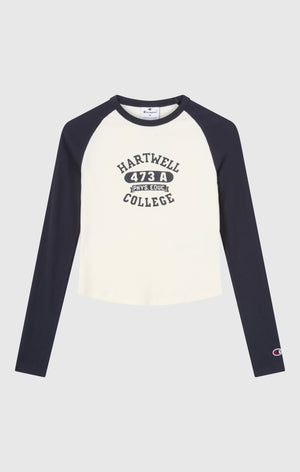 Camiseta Cropped de Manga Larga con Gráfica para Mujer