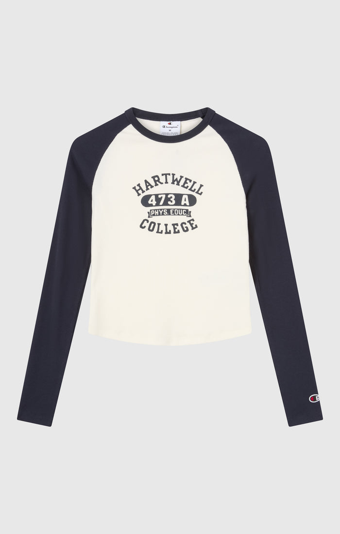 Camiseta Cropped de Manga Larga con Gráfica para Mujer