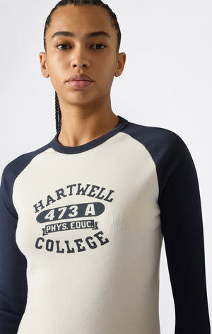 Camiseta Cropped de Manga Larga con Gráfica para Mujer