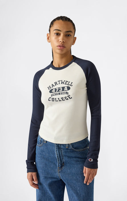 Damen Cropped Langarm-T-Shirt mit Grafik