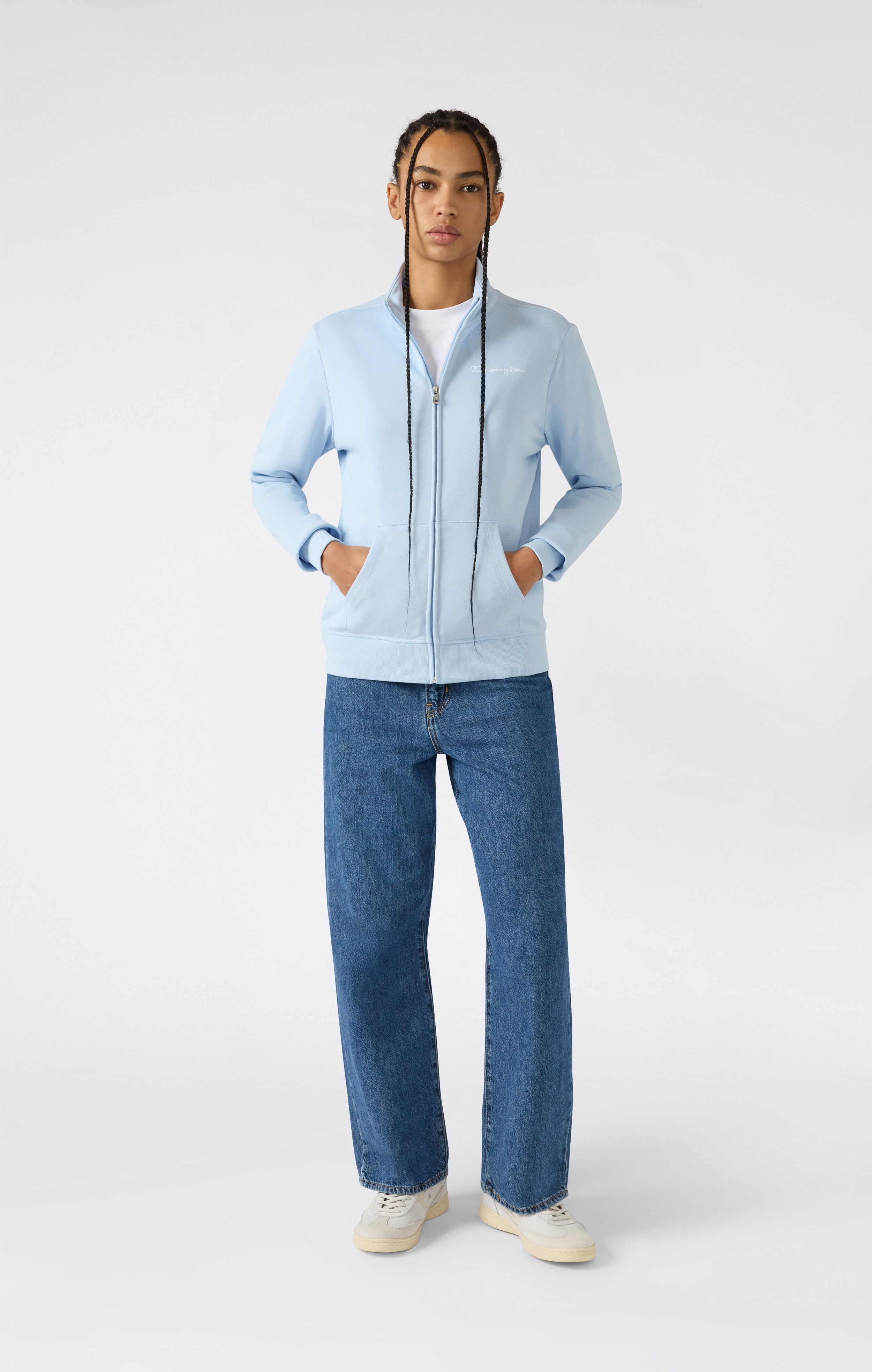 Women’s Lightweight Full Zip Sweatshirt with Contrast Logo Icons
