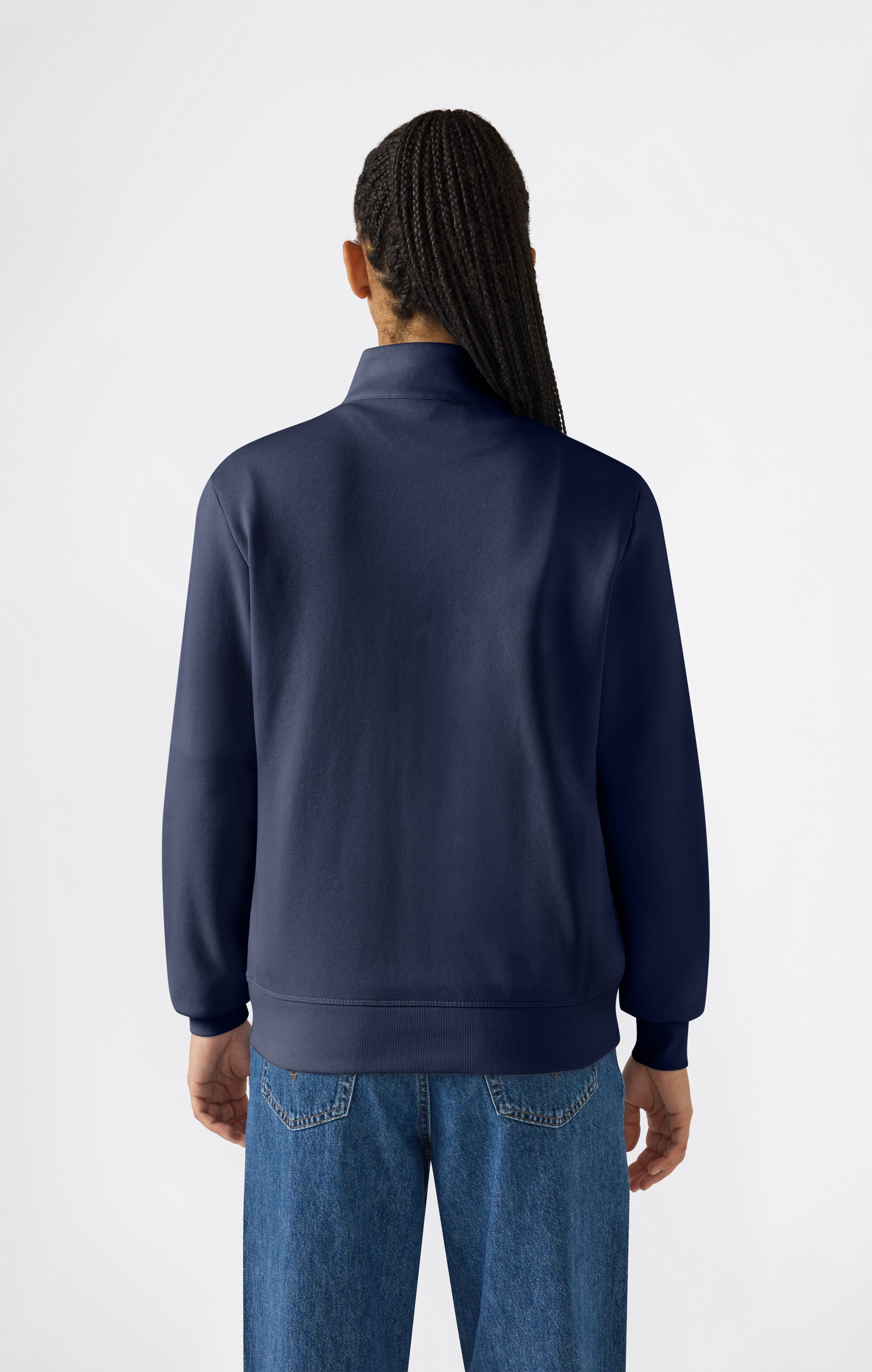 Leichte Damen Sweatjacke mit durchgehendem Reißverschluss und Kontrastlogo Icons