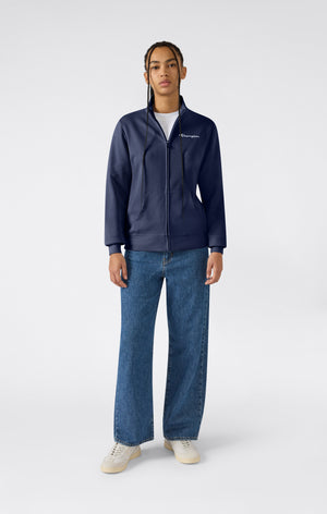 Leichte Damen Sweatjacke mit durchgehendem Reißverschluss und Kontrastlogo Icons